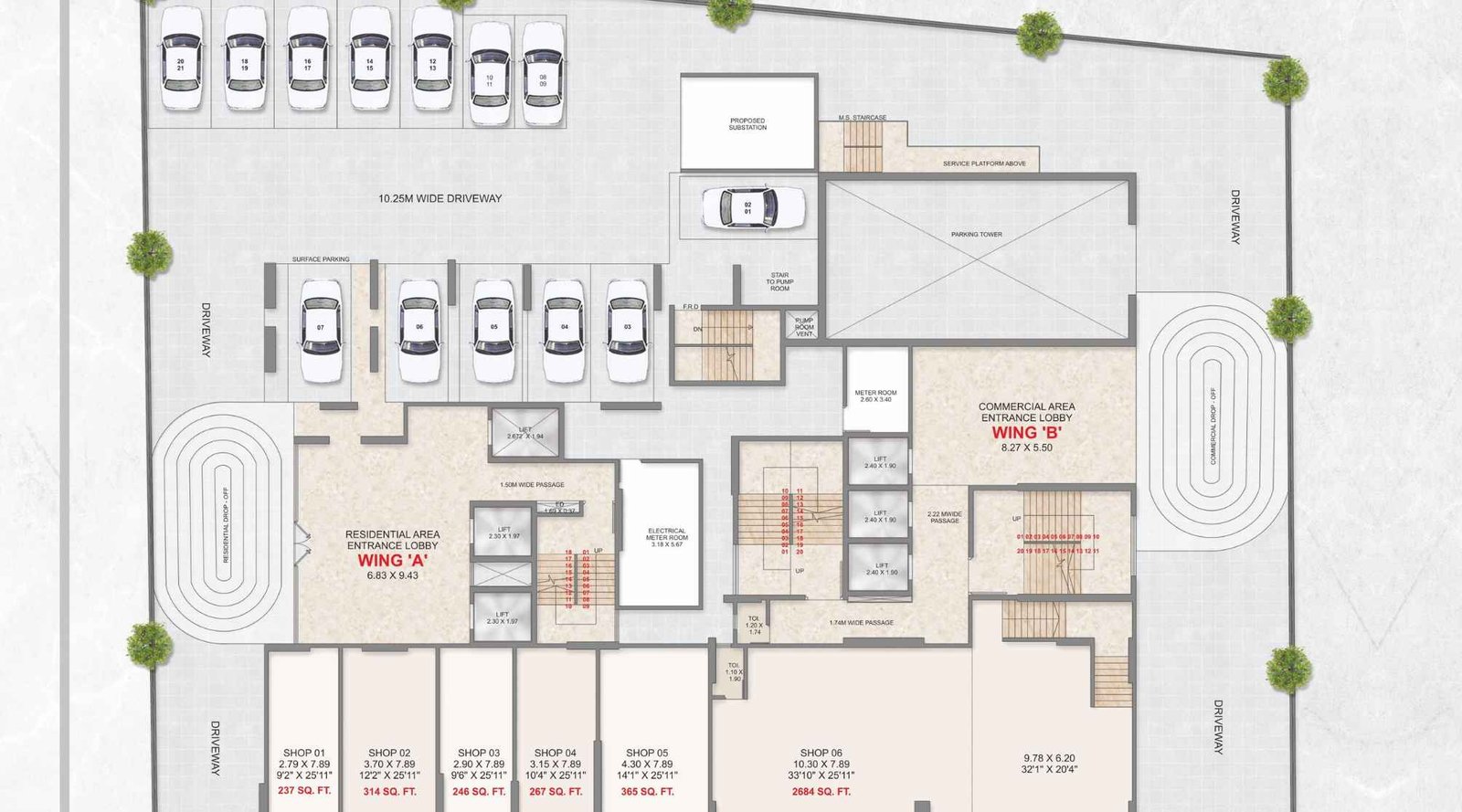 Adityaraj-Platinum-Ground-Floor-Plan-WingA-&-WingB